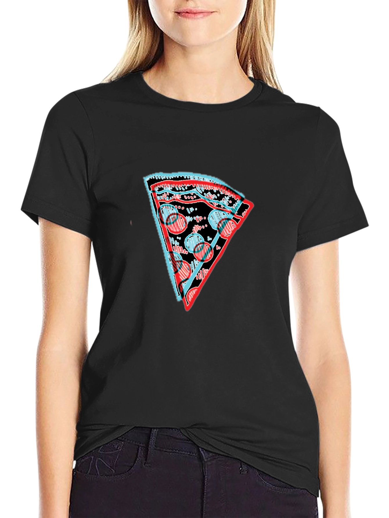 Mens Black Pizza Slice Graphic Tee