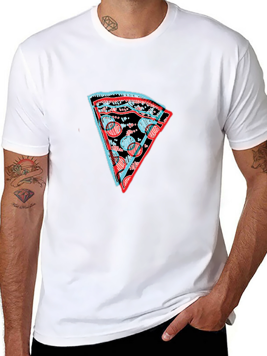 Mens Black Pizza Slice Graphic Tee
