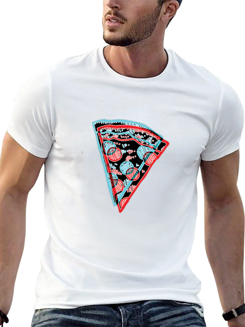 Mens Black Pizza Slice Graphic Tee