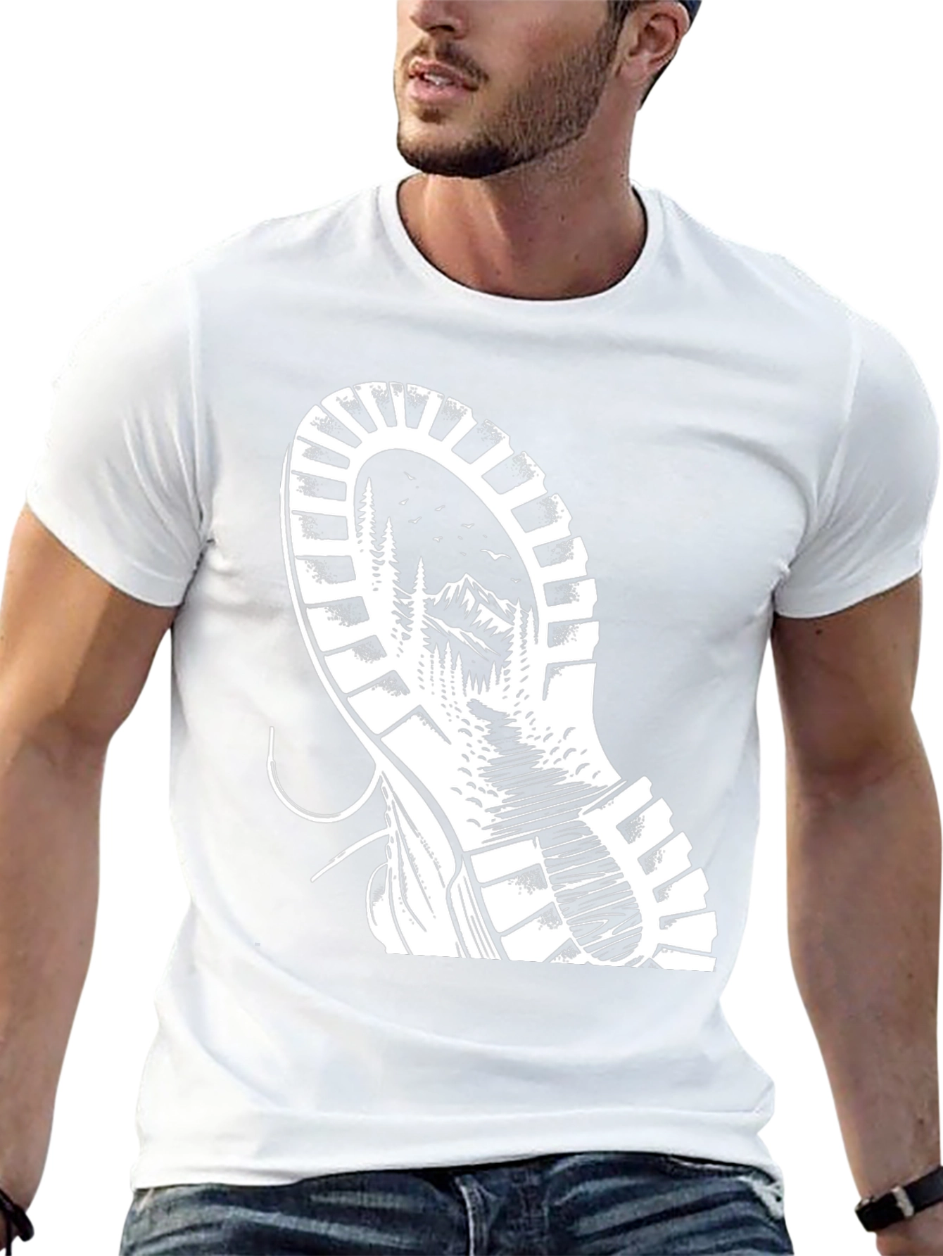 Nature Boot Print Graphic Tee - Black