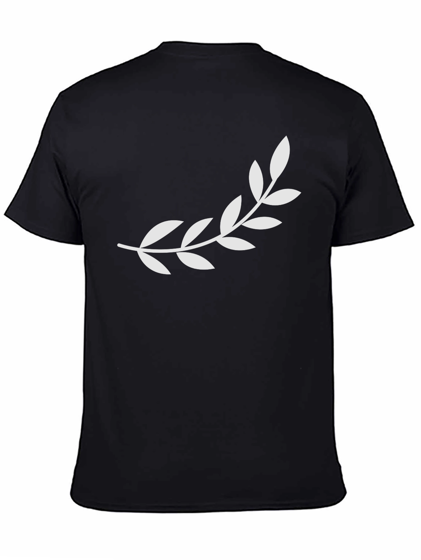Mens Black T-Shirt with Olive Branch Design