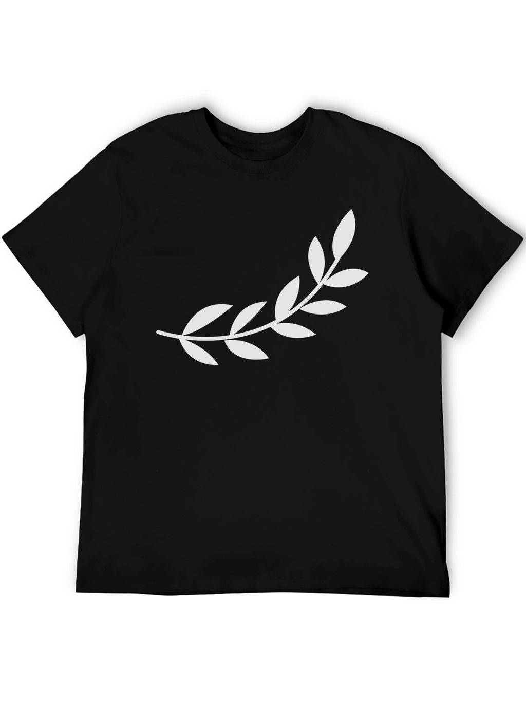 Mens Black T-Shirt with Olive Branch Design