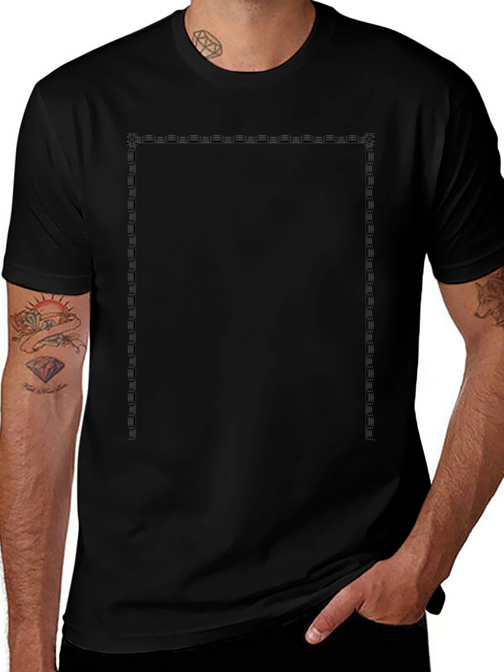 Classic Black Tee with Graphic Panel