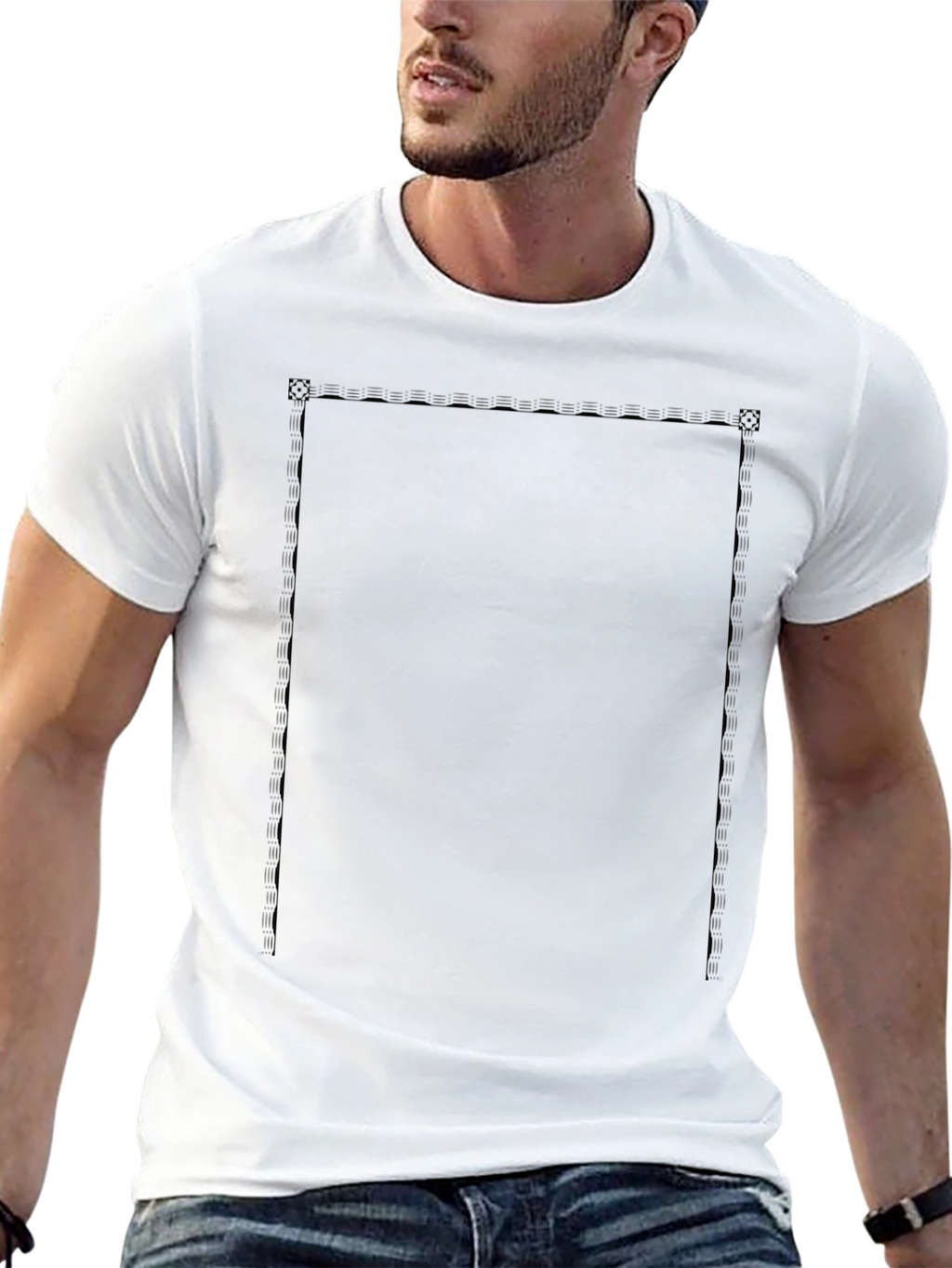 Classic Black Tee with Graphic Panel
