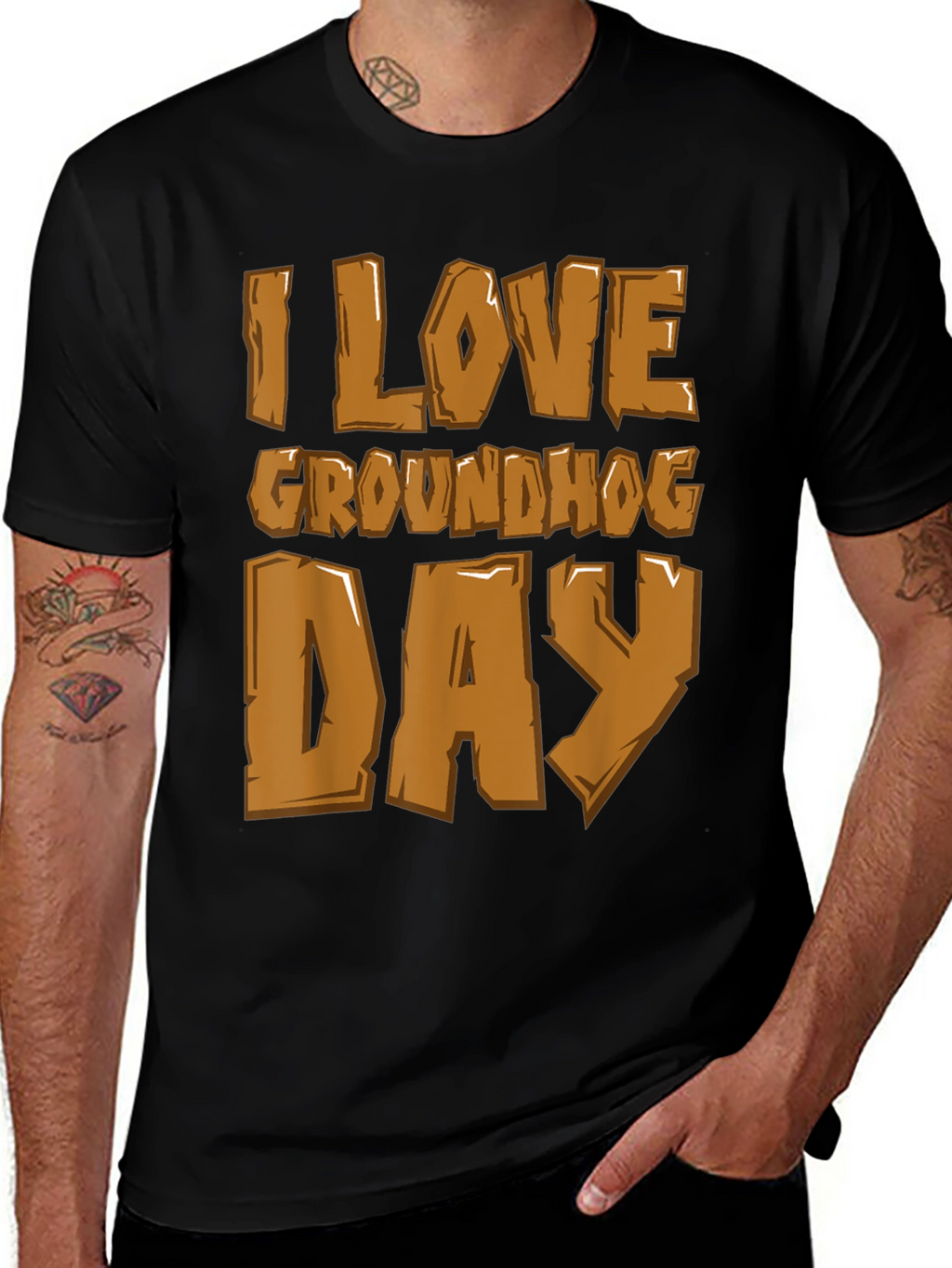 I Love Groundhog Day Graphic Tee - Black