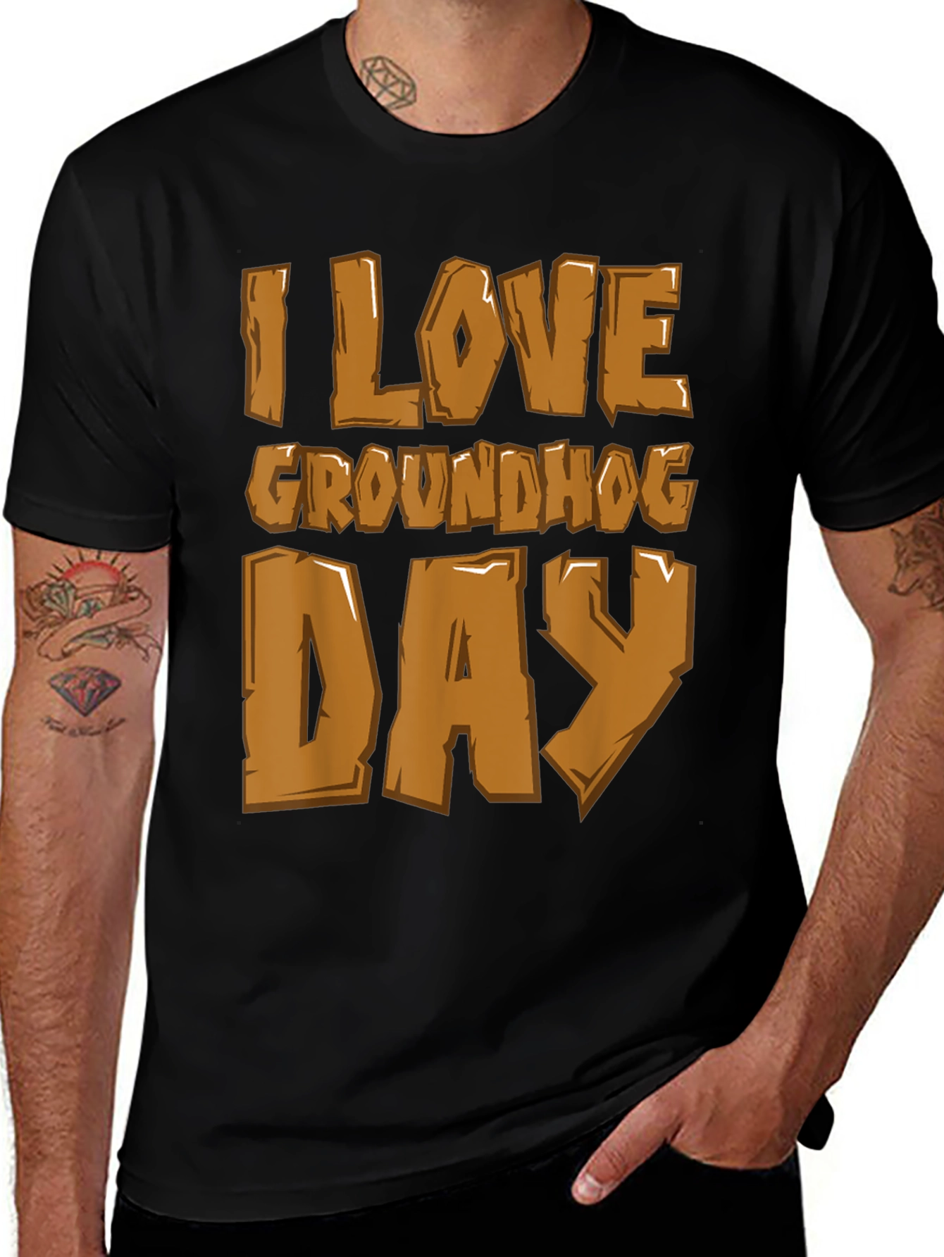 I Love Groundhog Day Graphic Tee - Black