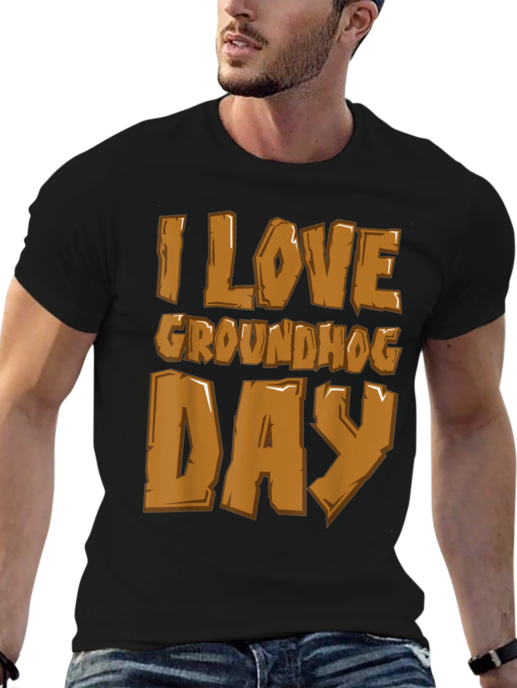 I Love Groundhog Day Graphic Tee - Black