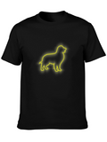 Neon Dog Outline Black T-Shirt