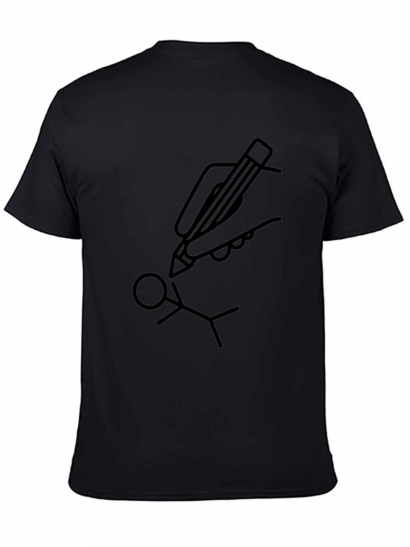 Hand Drawn Stick Figure Tee - Black