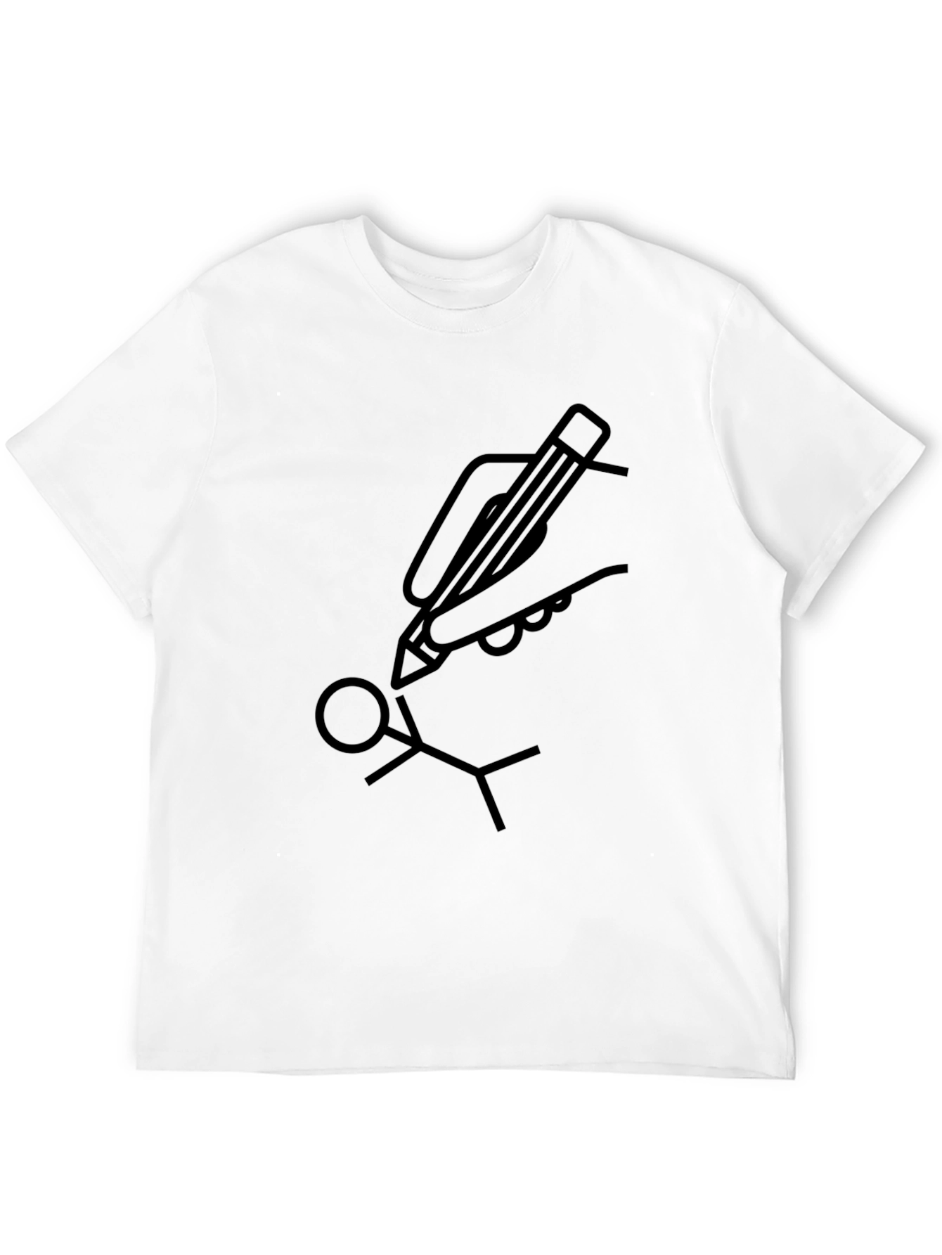 Hand Drawn Stick Figure Tee - Black