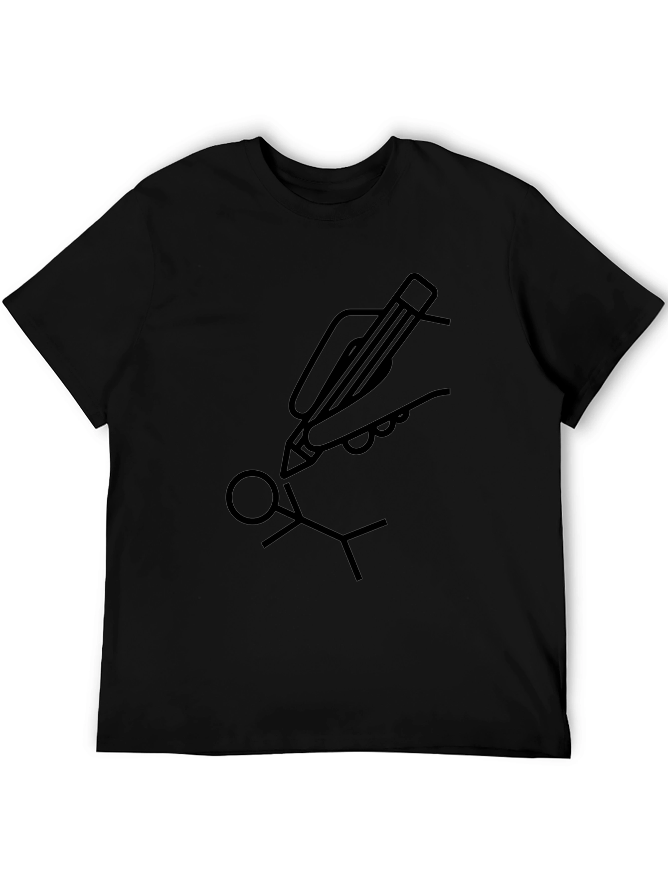 Hand Drawn Stick Figure Tee - Black