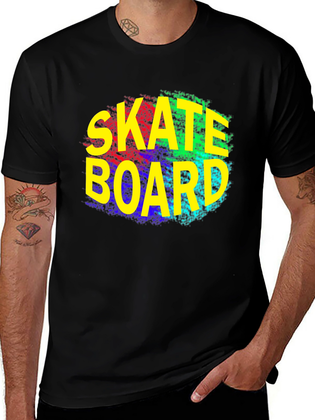 Skateboard Graphic Tee - Trendy Black T-Shirt