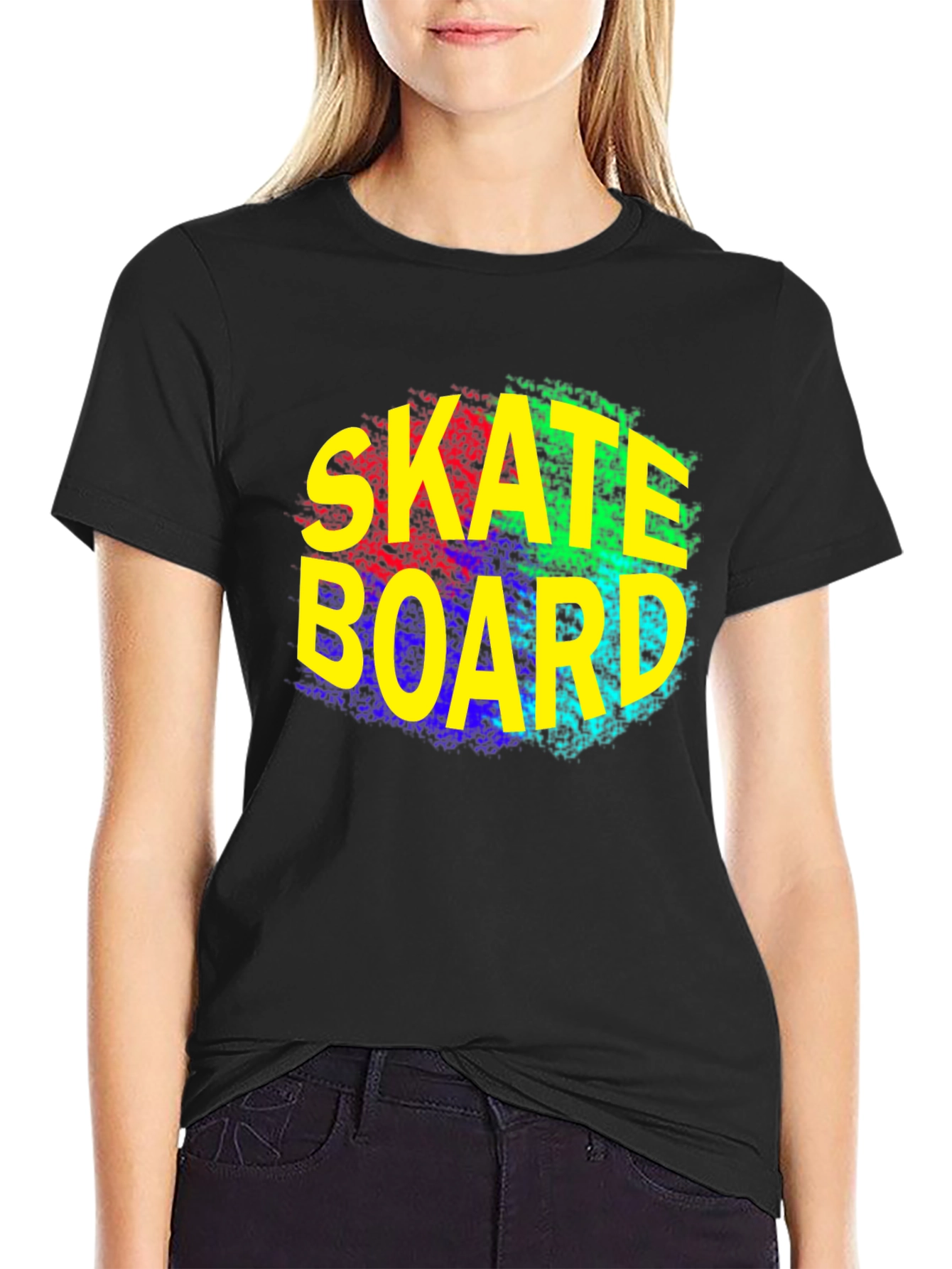 Skateboard Graphic Tee - Trendy Black T-Shirt