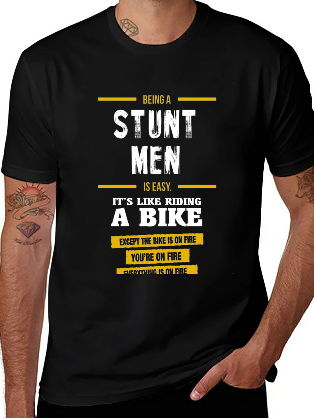 Stuntmen T-Shirt: On Fire Bike Rider Tee