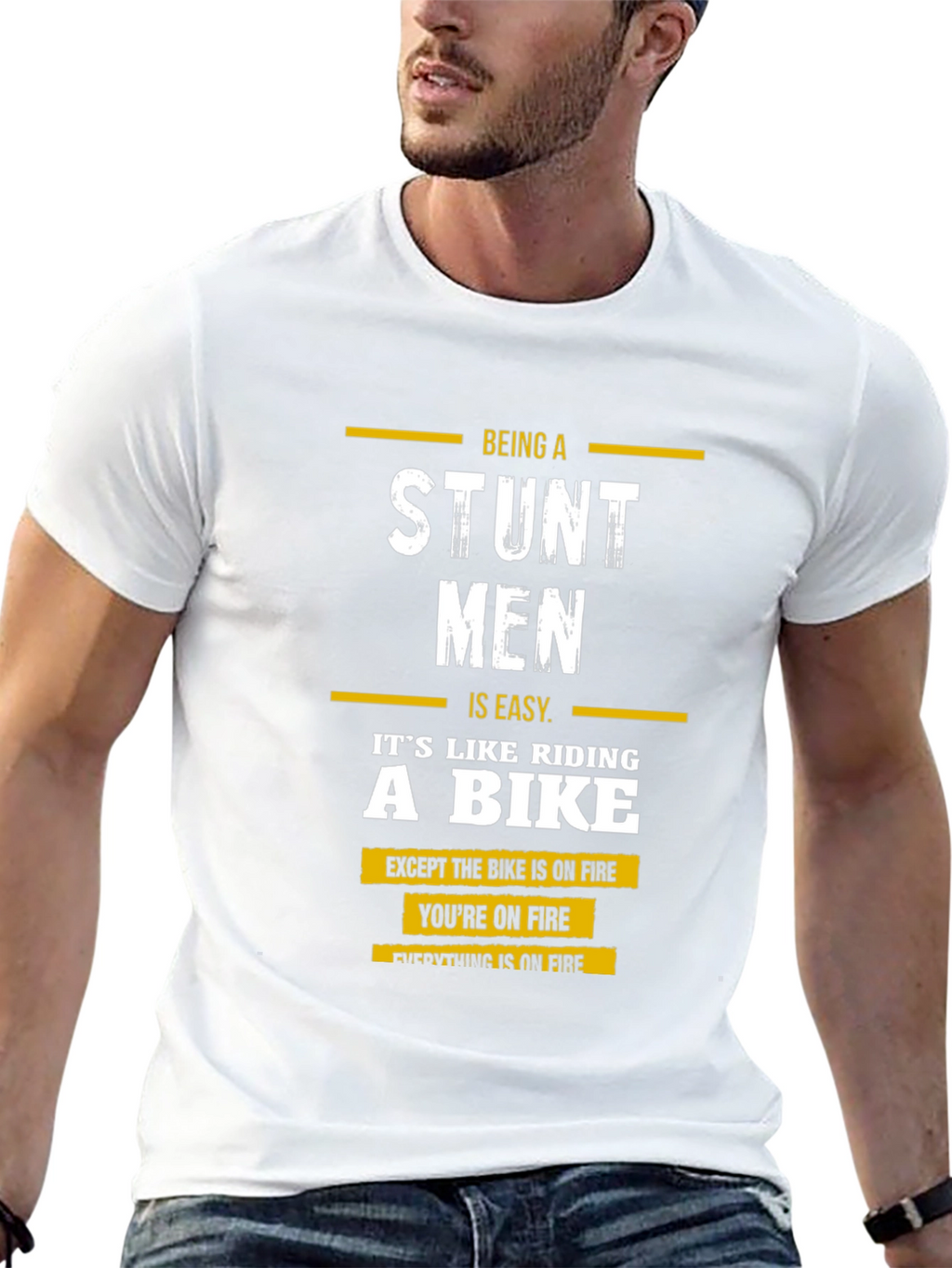 Stuntmen T-Shirt: On Fire Bike Rider Tee