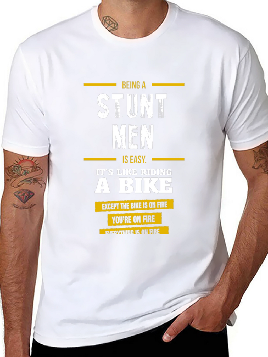 Stuntmen T-Shirt: On Fire Bike Rider Tee