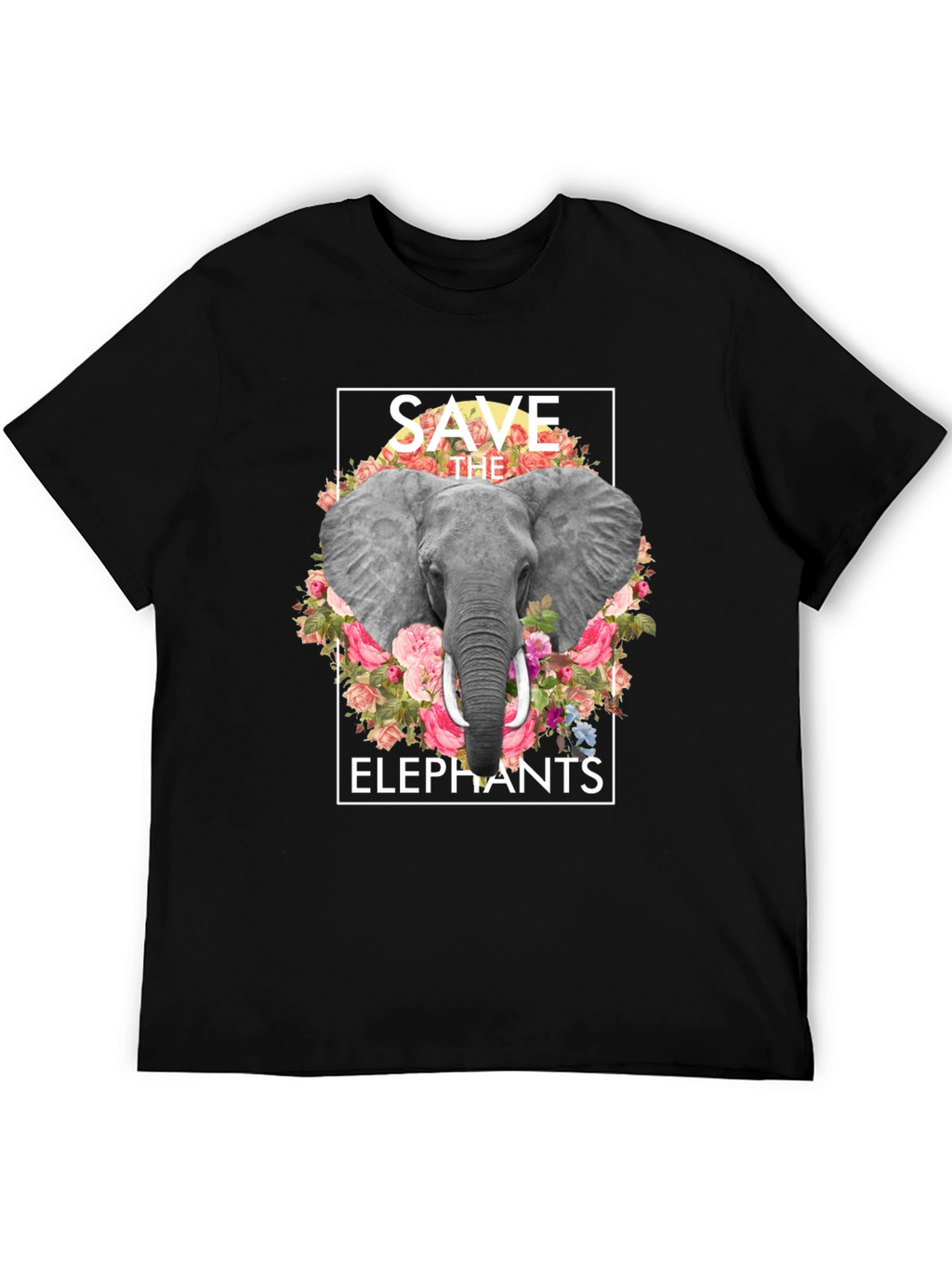 Save the Elephants Floral Graphic T-Shirt