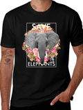 Save the Elephants Floral Graphic T-Shirt