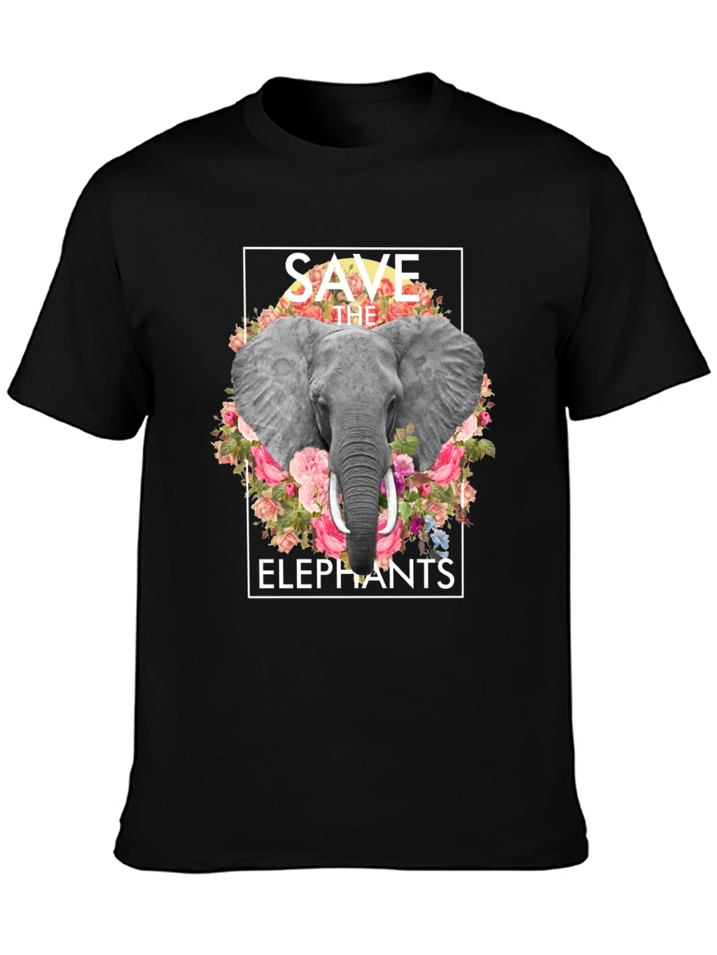 Save the Elephants Floral Graphic T-Shirt