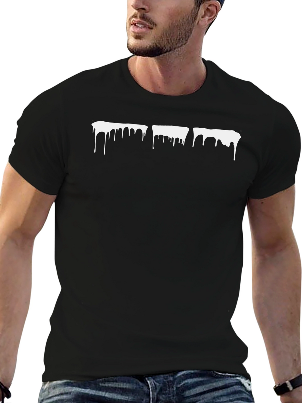 Dripping Paint Graphic Black T-Shirt