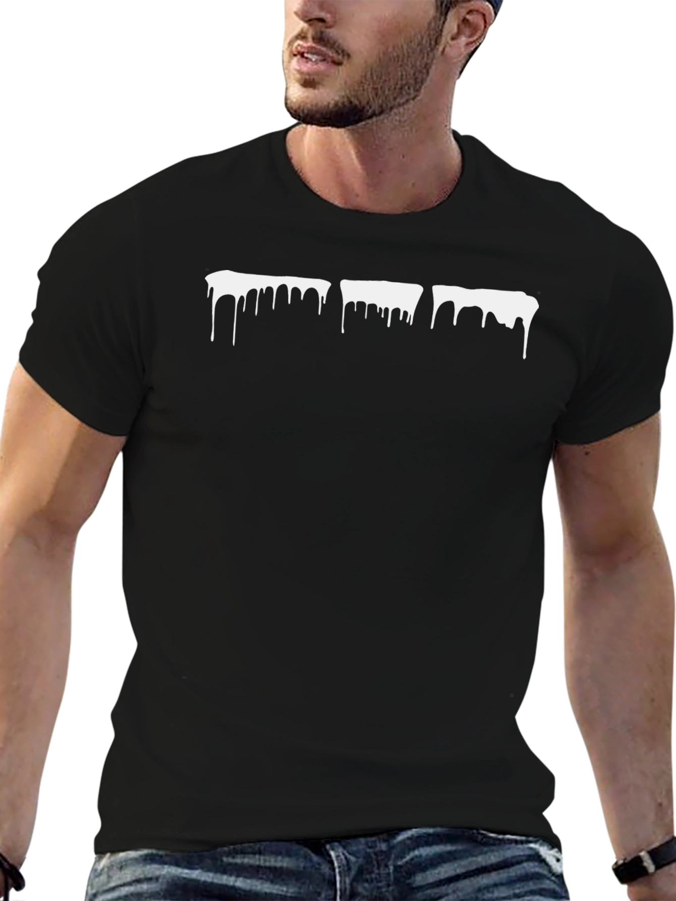 Dripping Paint Graphic Black T-Shirt