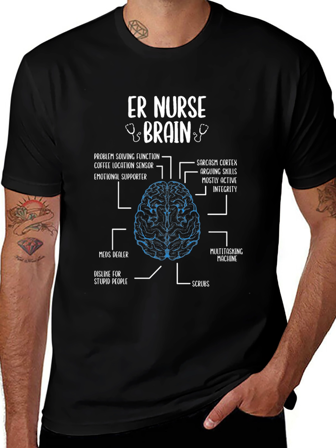 ER Nurse Brain T-Shirt - Funny Gift for Healthcare Heroes