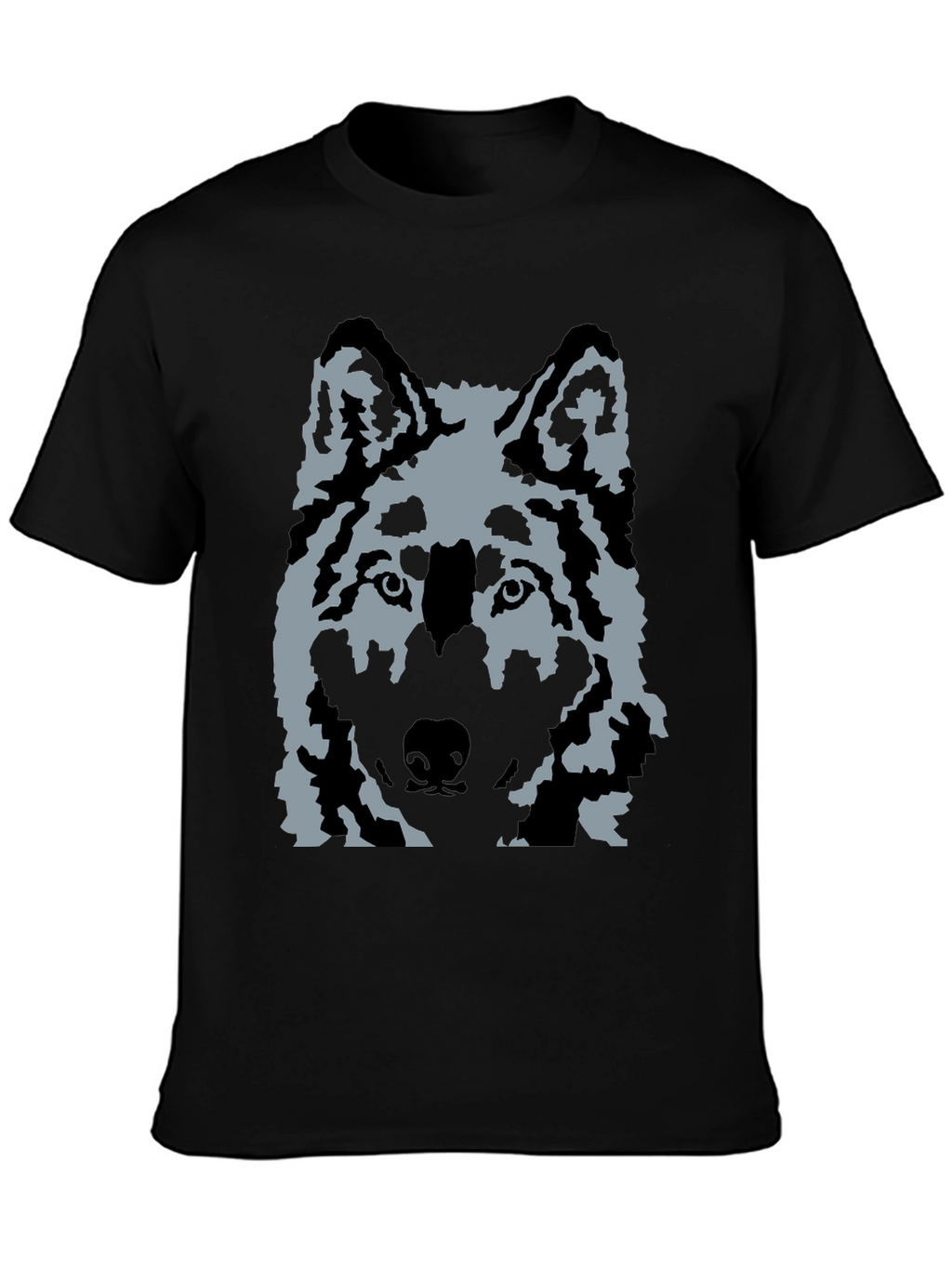 Wolf Graphic Print T-Shirt - Casual Black Tee