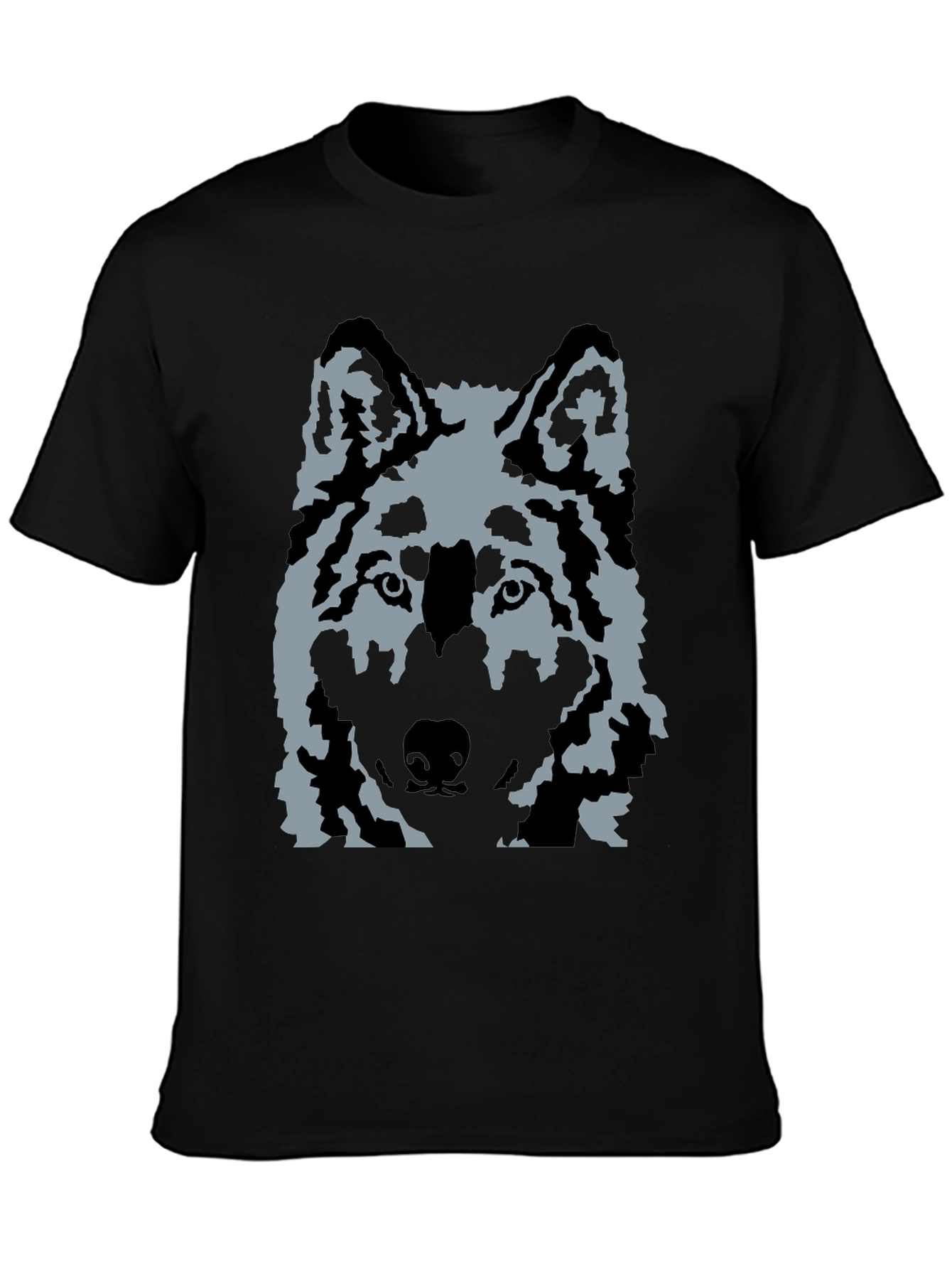 Wolf Graphic Print T-Shirt - Casual Black Tee