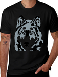 Wolf Graphic Print T-Shirt - Casual Black Tee