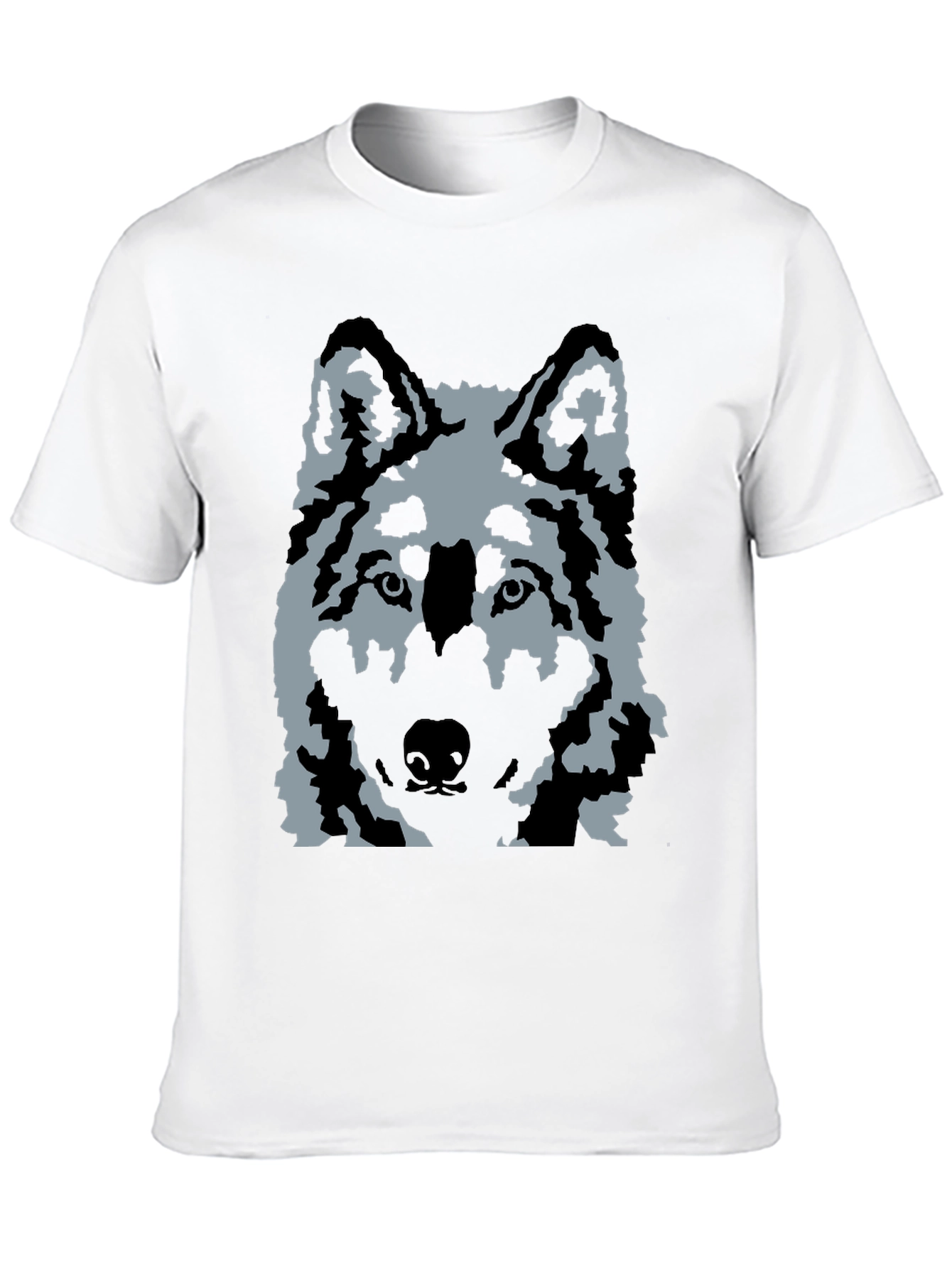 Wolf Graphic Print T-Shirt - Casual Black Tee