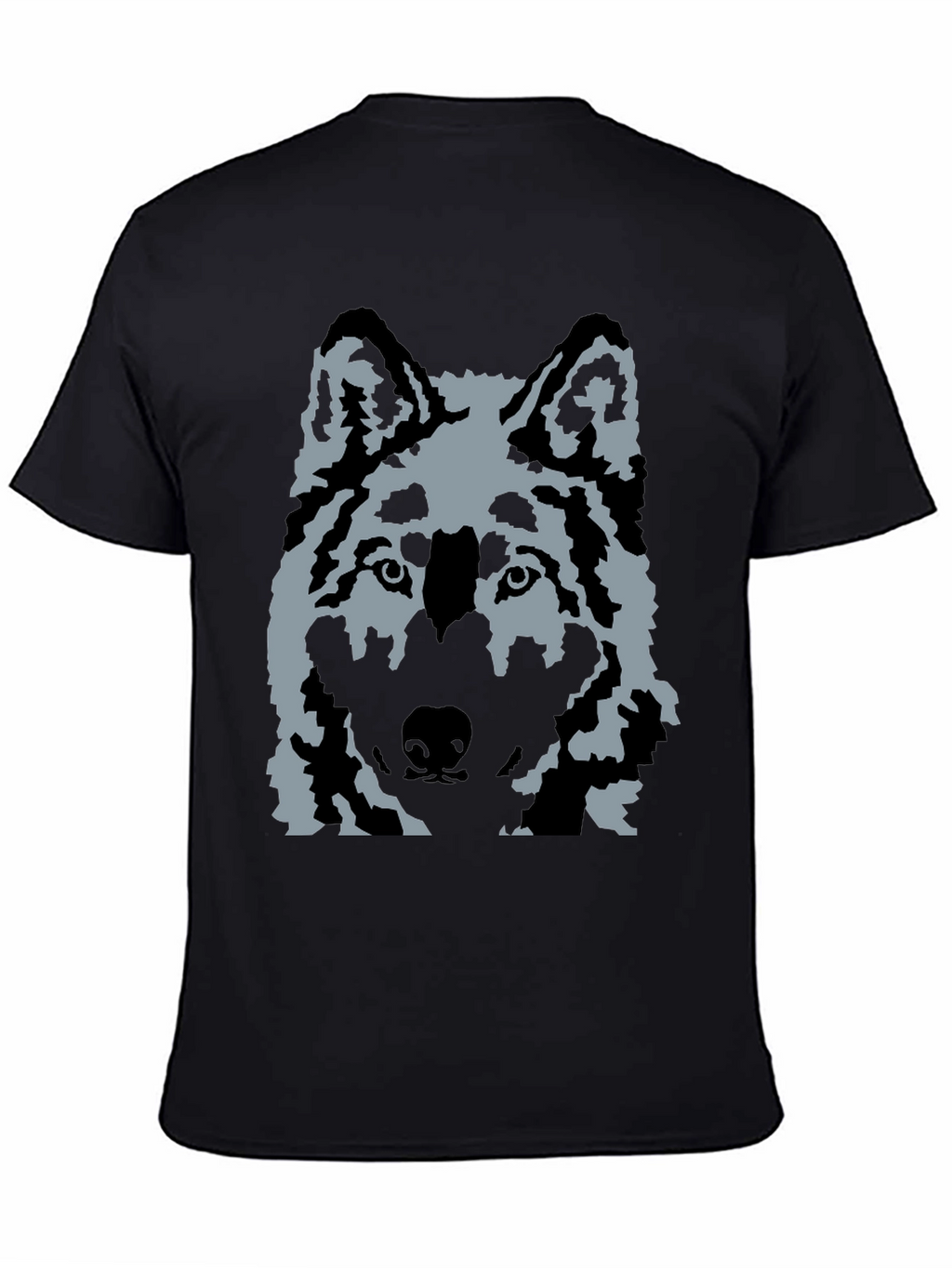 Wolf Graphic Print T-Shirt - Casual Black Tee