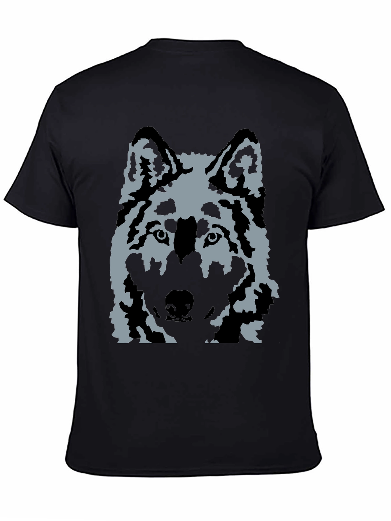 Wolf Graphic Print T-Shirt - Casual Black Tee