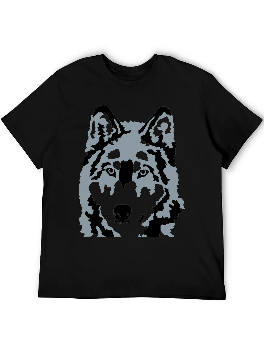 Wolf Graphic Print T-Shirt - Casual Black Tee