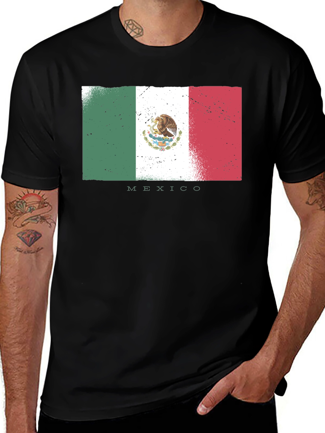 Mexico Flag T-Shirt - Distressed Design