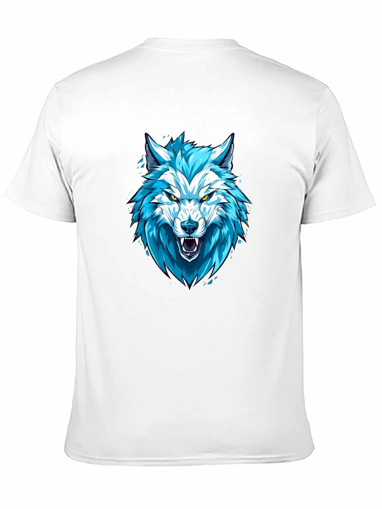 Blue Wolf Graphic Print Black T-Shirt