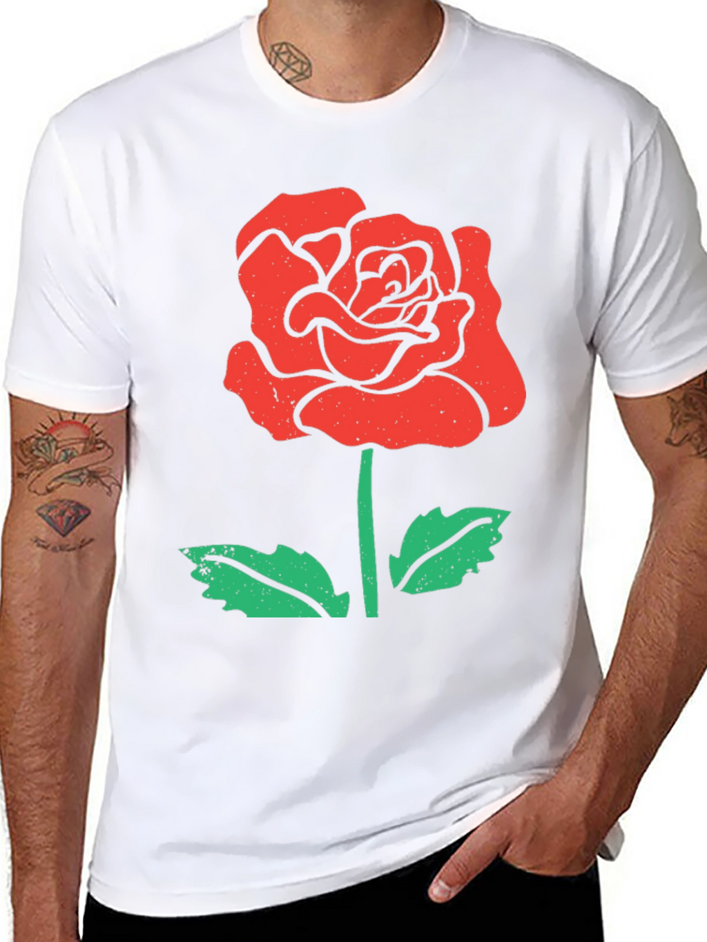 Mens Rose Graphic Black T-Shirt