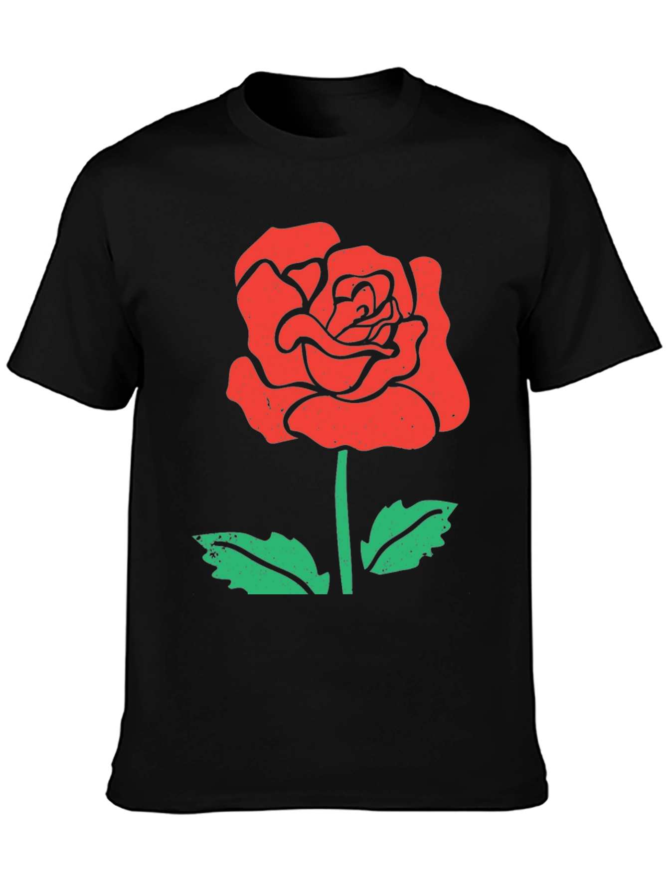 Mens Rose Graphic Black T-Shirt