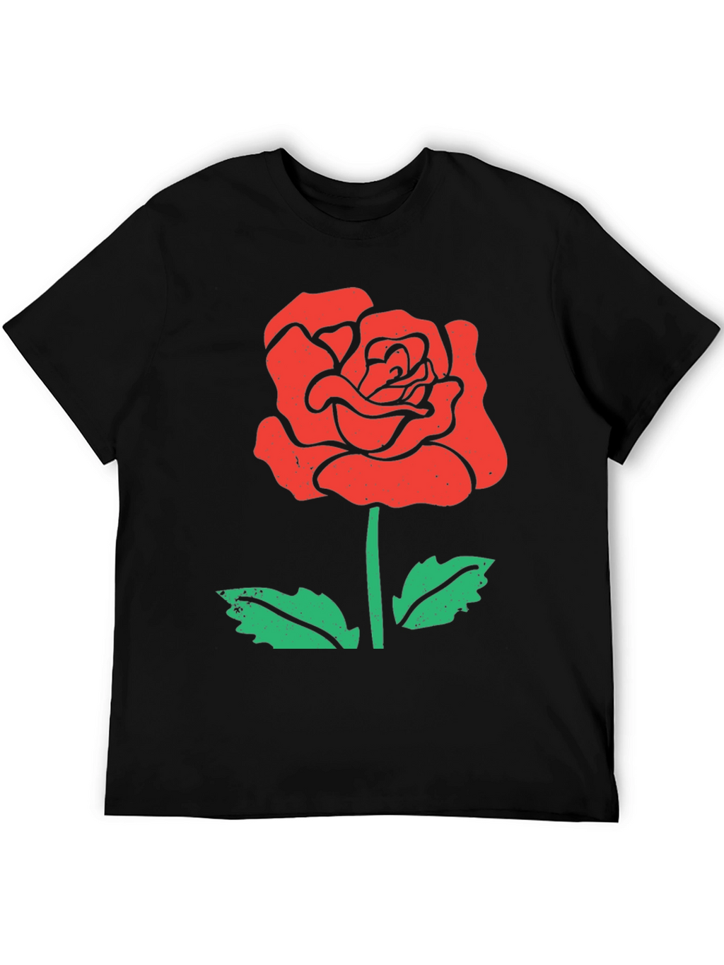 Mens Rose Graphic Black T-Shirt