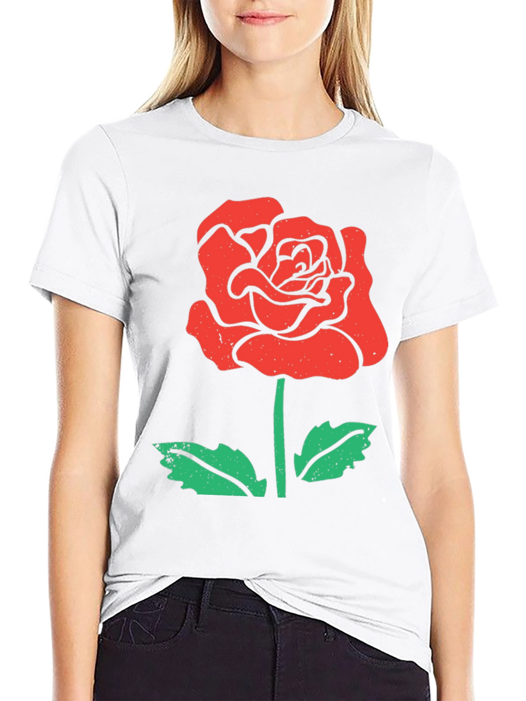 Mens Rose Graphic Black T-Shirt