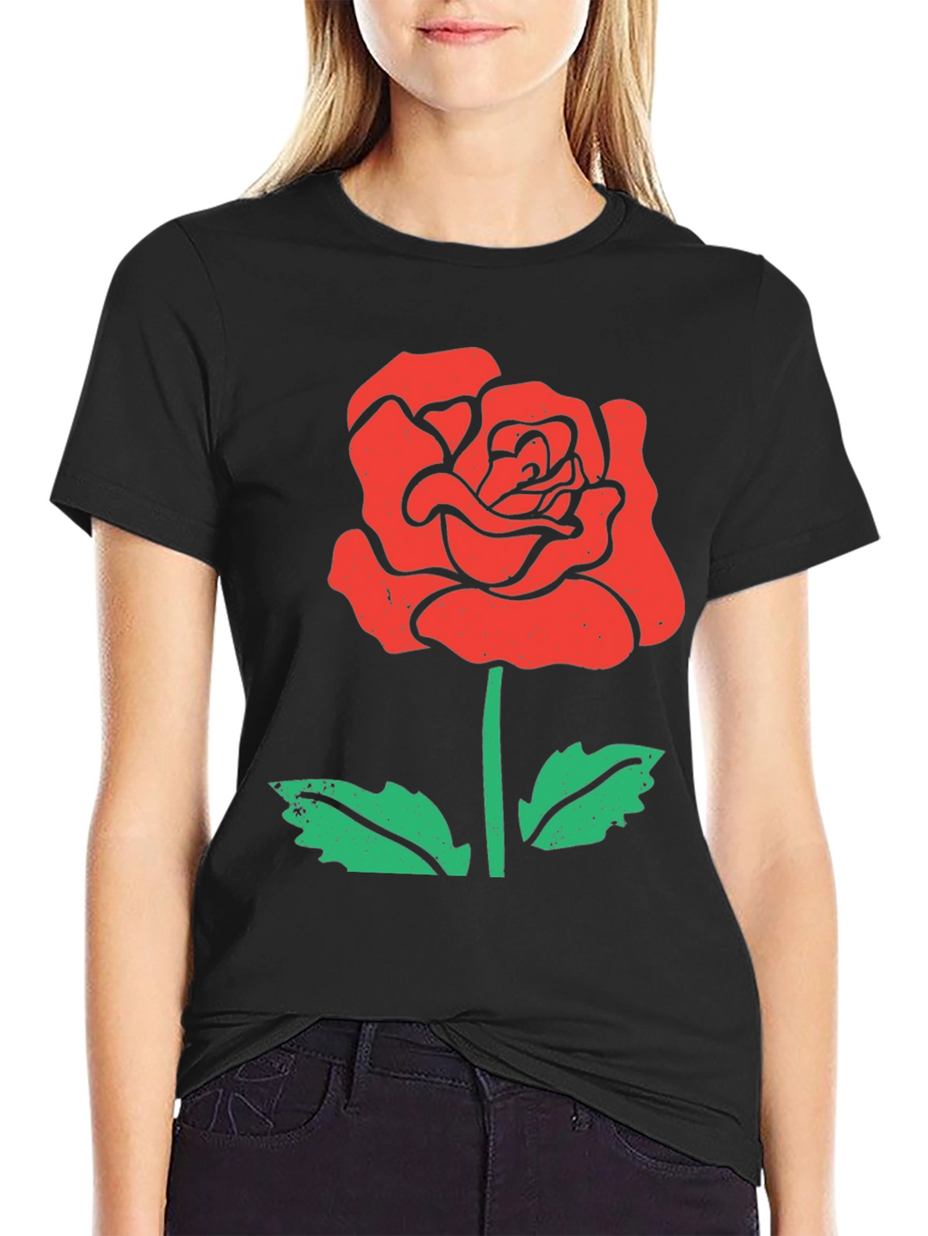 Mens Rose Graphic Black T-Shirt