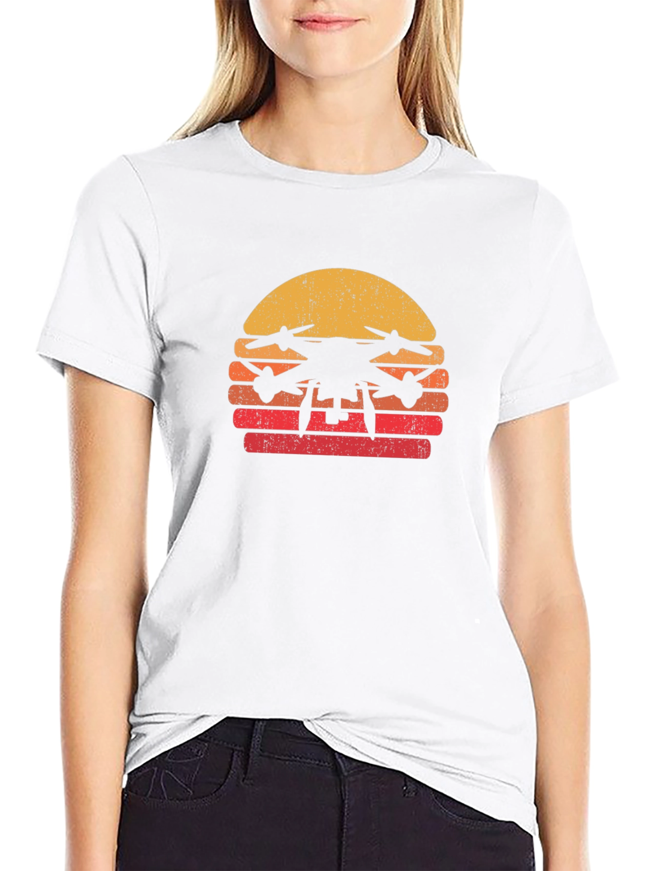Retro Drone Sunset Graphic Tee