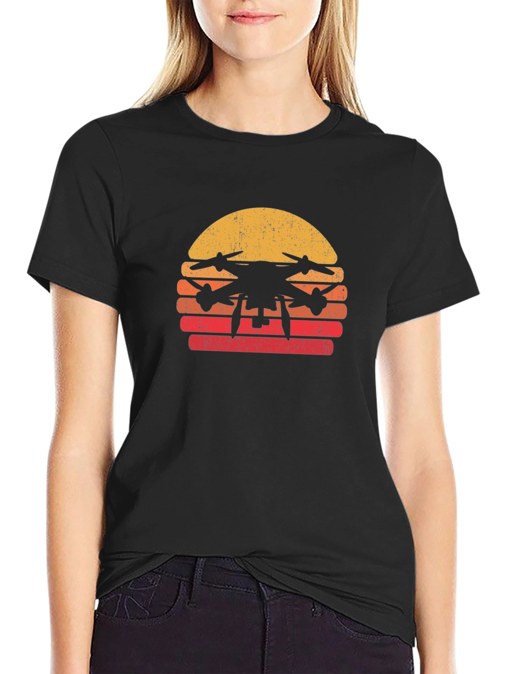 Retro Drone Sunset Graphic Tee