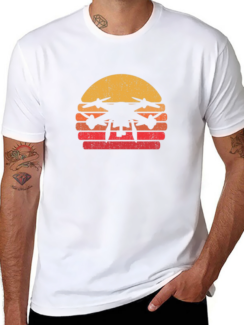 Retro Drone Sunset Graphic Tee