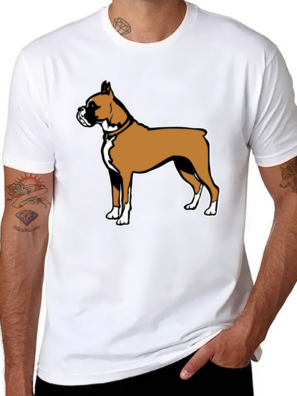 Boxer Dog Graphic Tee - Black Casual T-Shirt
