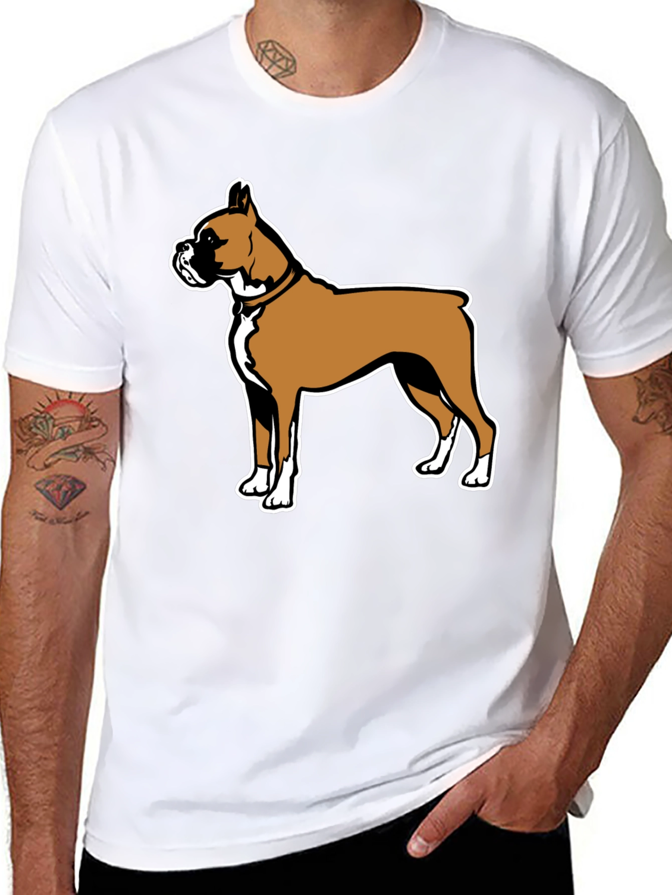 Boxer Dog Graphic Tee - Black Casual T-Shirt