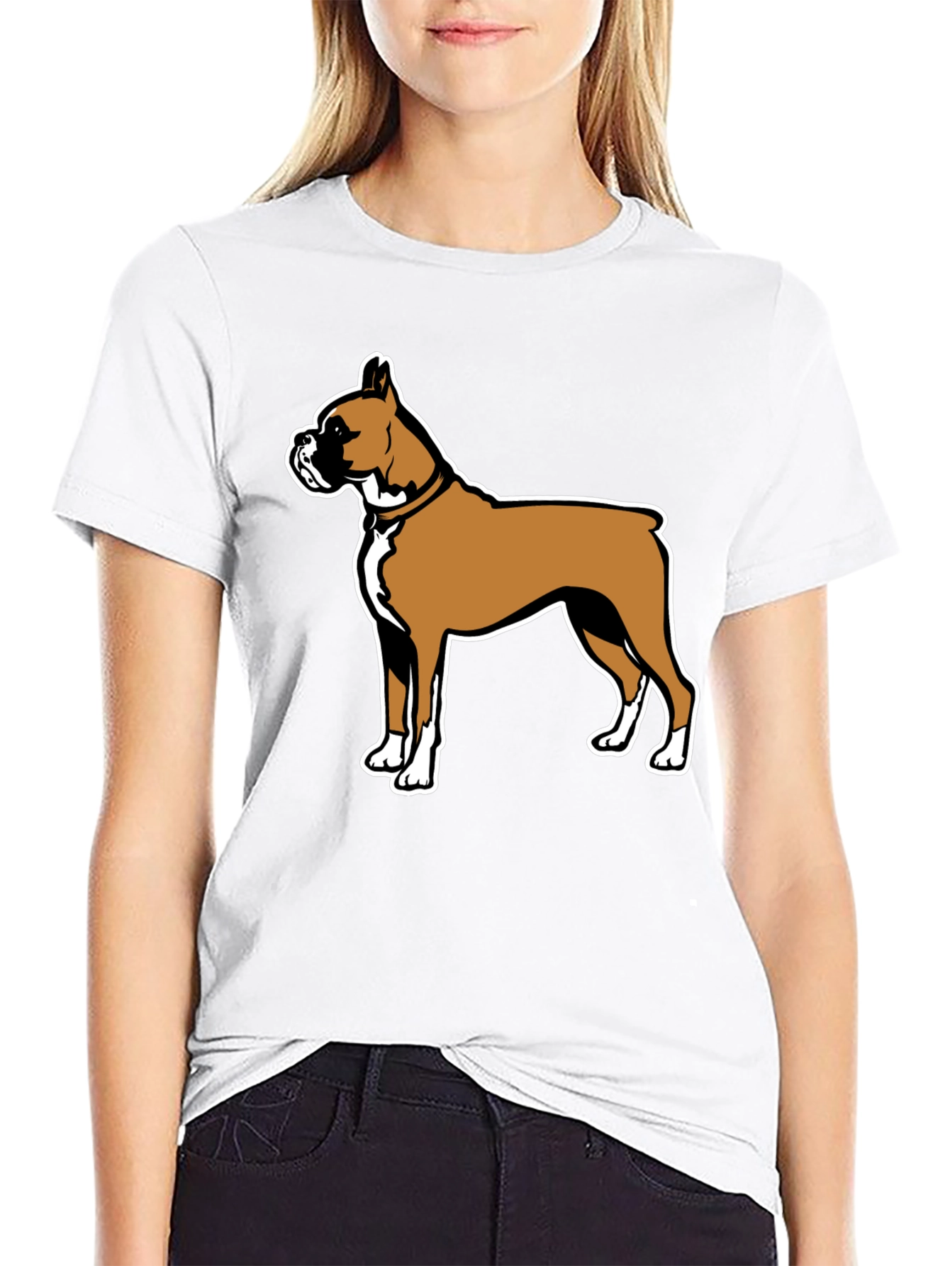 Boxer Dog Graphic Tee - Black Casual T-Shirt