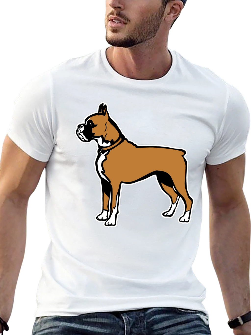 Boxer Dog Graphic Tee - Black Casual T-Shirt