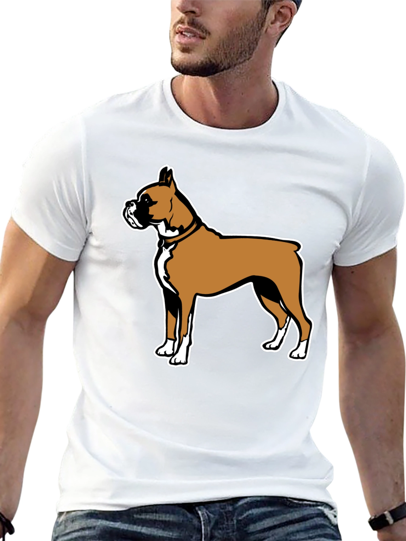 Boxer Dog Graphic Tee - Black Casual T-Shirt