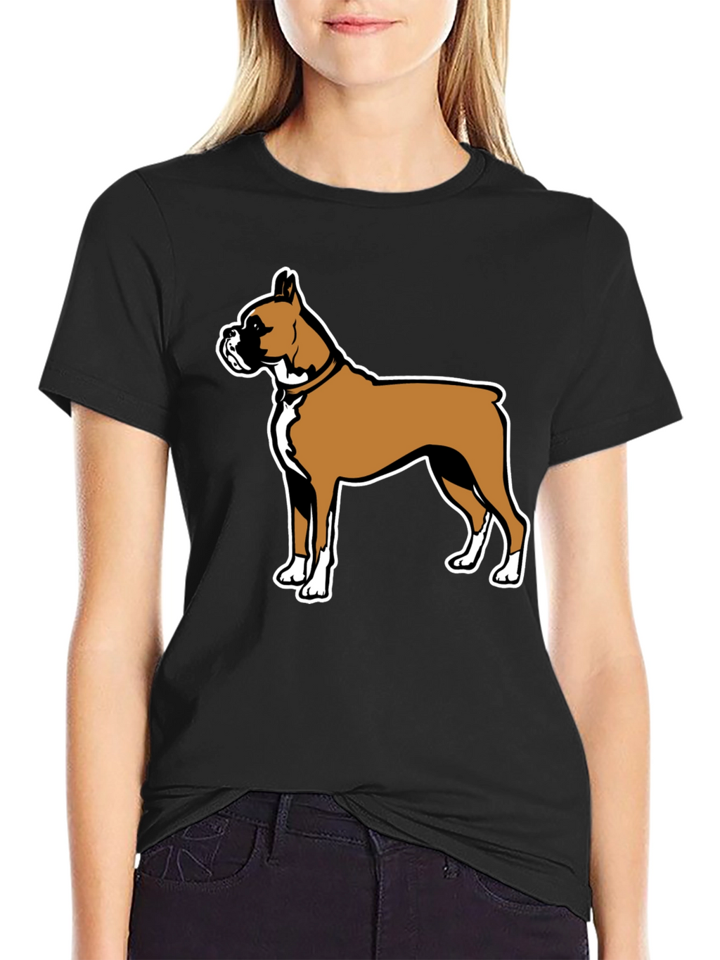 Boxer Dog Graphic Tee - Black Casual T-Shirt