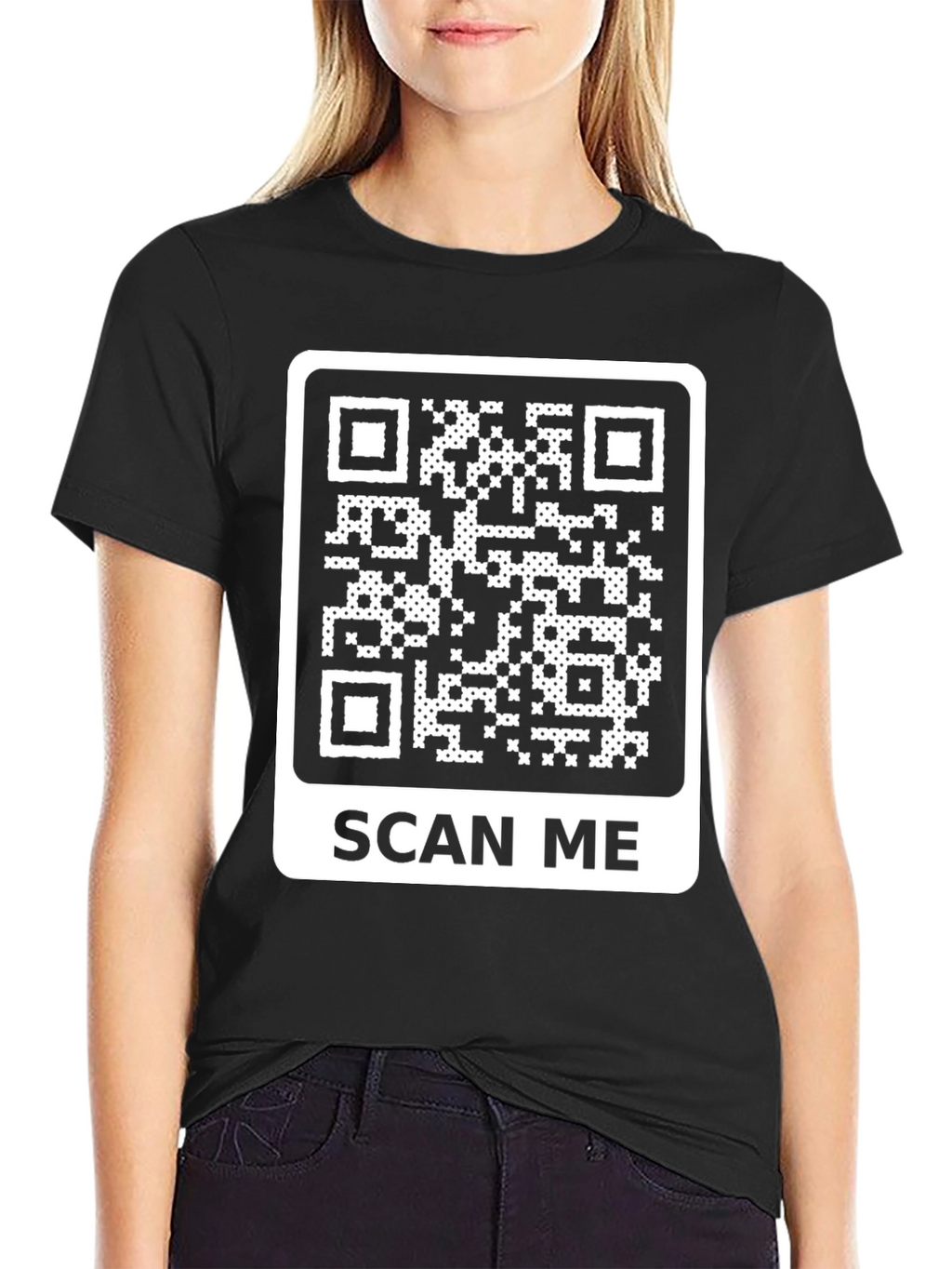 Scan Me QR Code T-Shirt - Black Casual Tee
